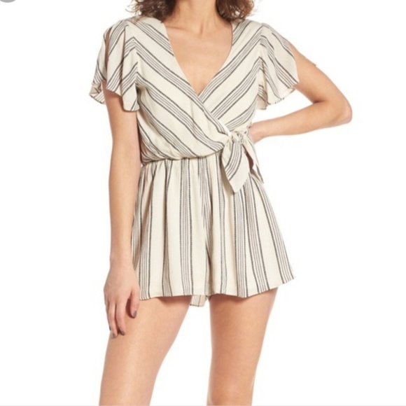 Everly Pants - Everly Cream and Black Striped Romper
